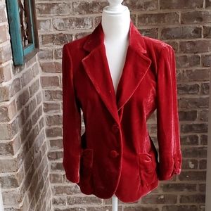 DKNY Silk Velvety Soft Lined Red Size 10 Blazer